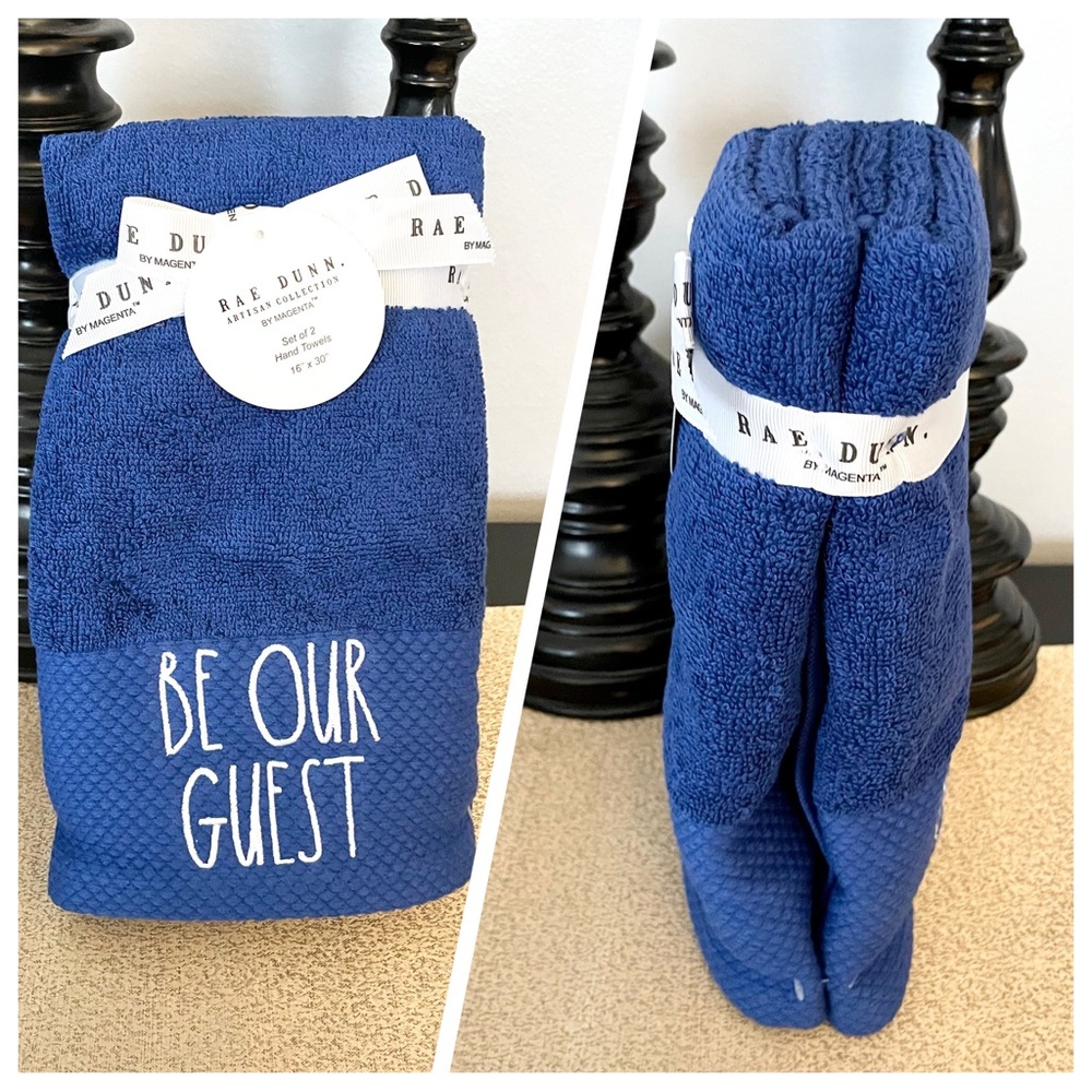 NWT Rae Dunn SET OF 2 BE OUR GUEST Hand Towels